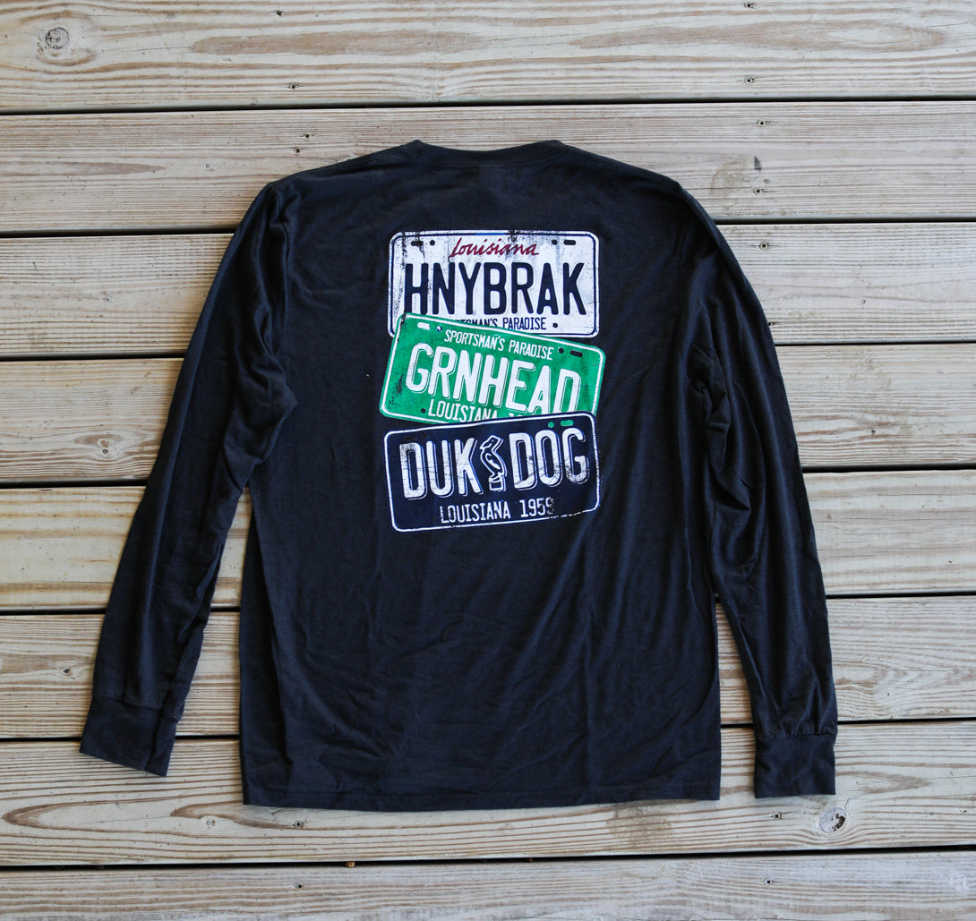 Back ofHB License Plate Long Sleeve T-Shirt Black