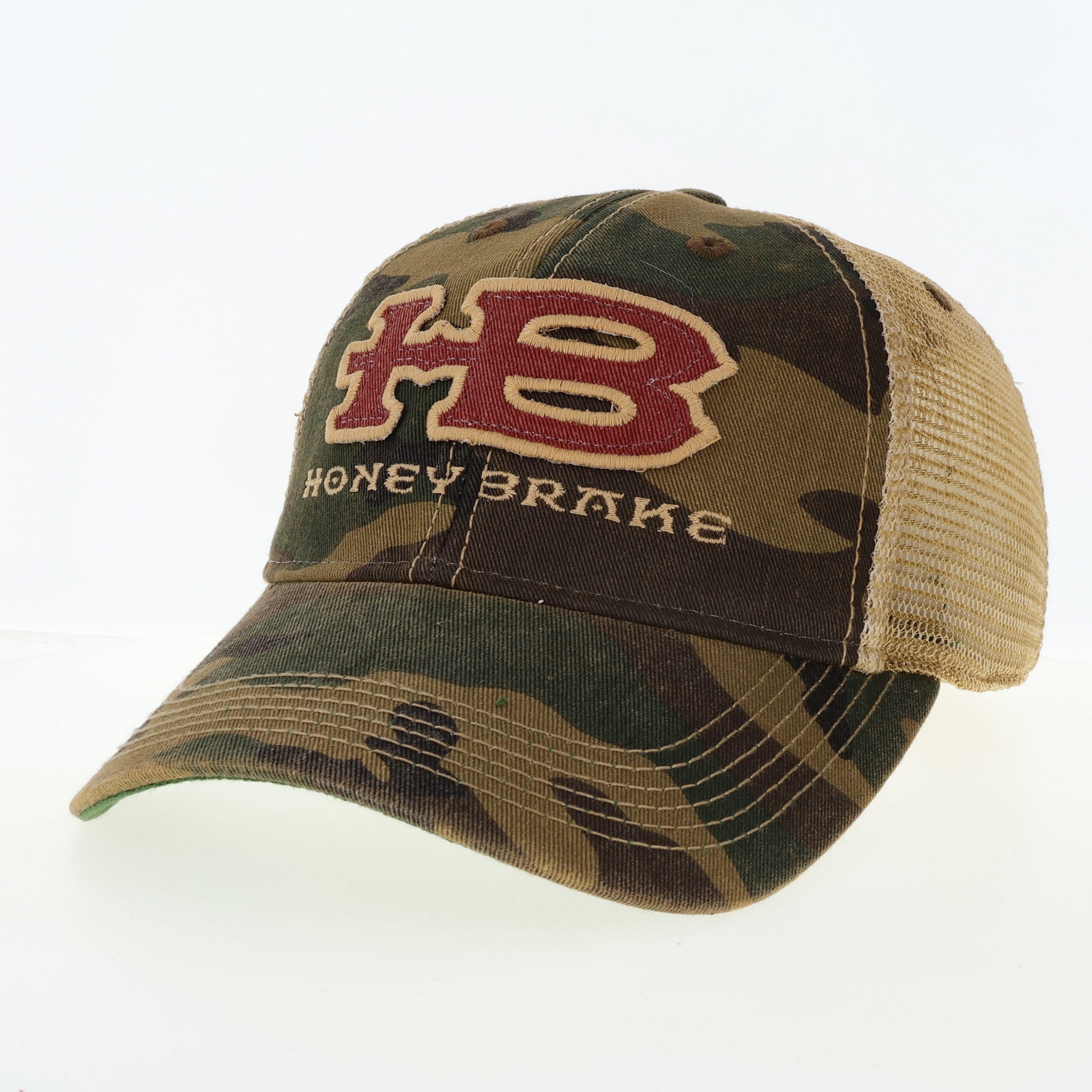 Honey Brake Cotton Mesh Back Trucker Army Camo